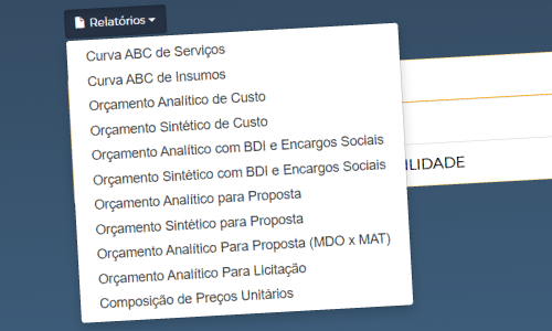 relatórios de orçamento